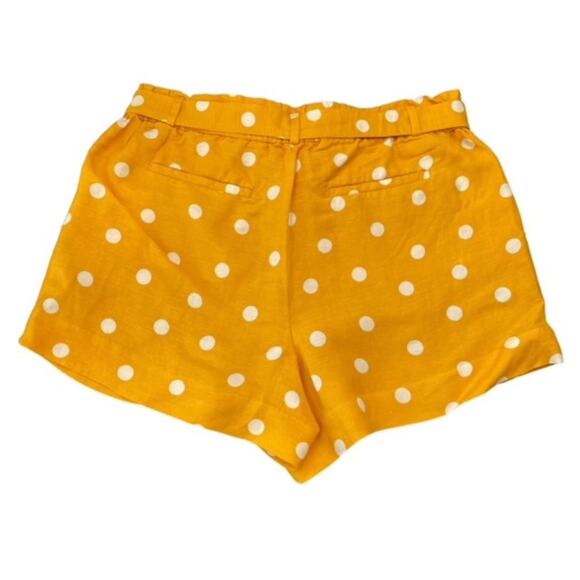 Loft Golden Yellow Polka Dot Linen Shorts - Size Medium - Picture 2 of 4